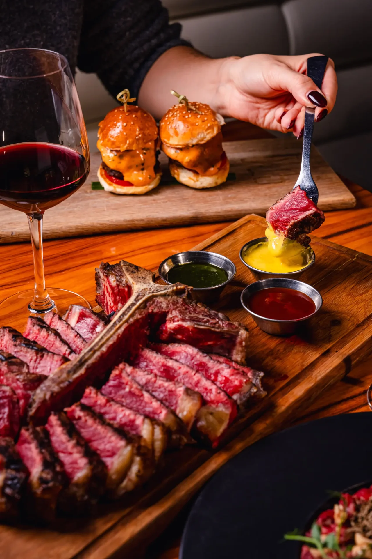 Premium steak dinner served at an International Drive steakhouse.